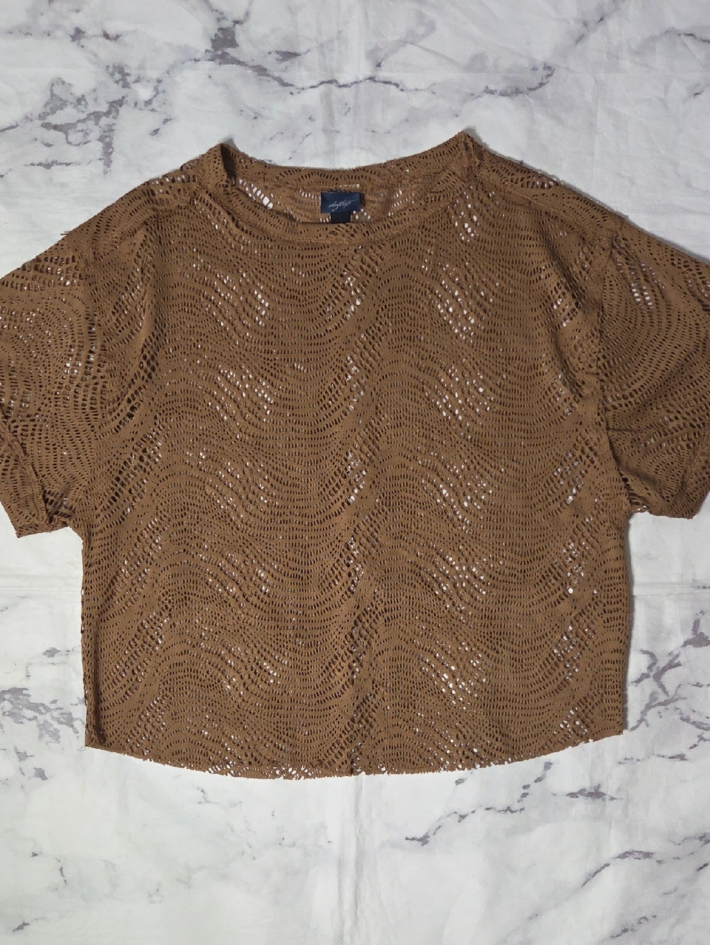 Daytrip Brown Open Weave Top